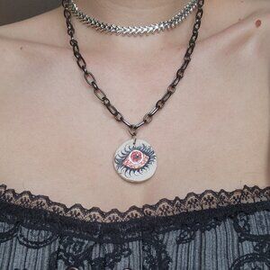 Gothic eye necklace on a chunky black chain